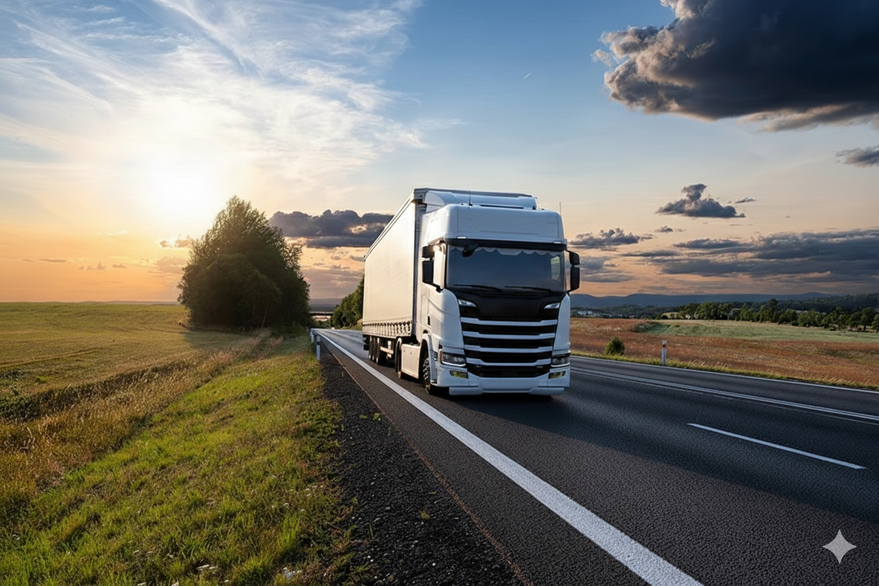 Gütertransport – Lastwagen auf Autobahn